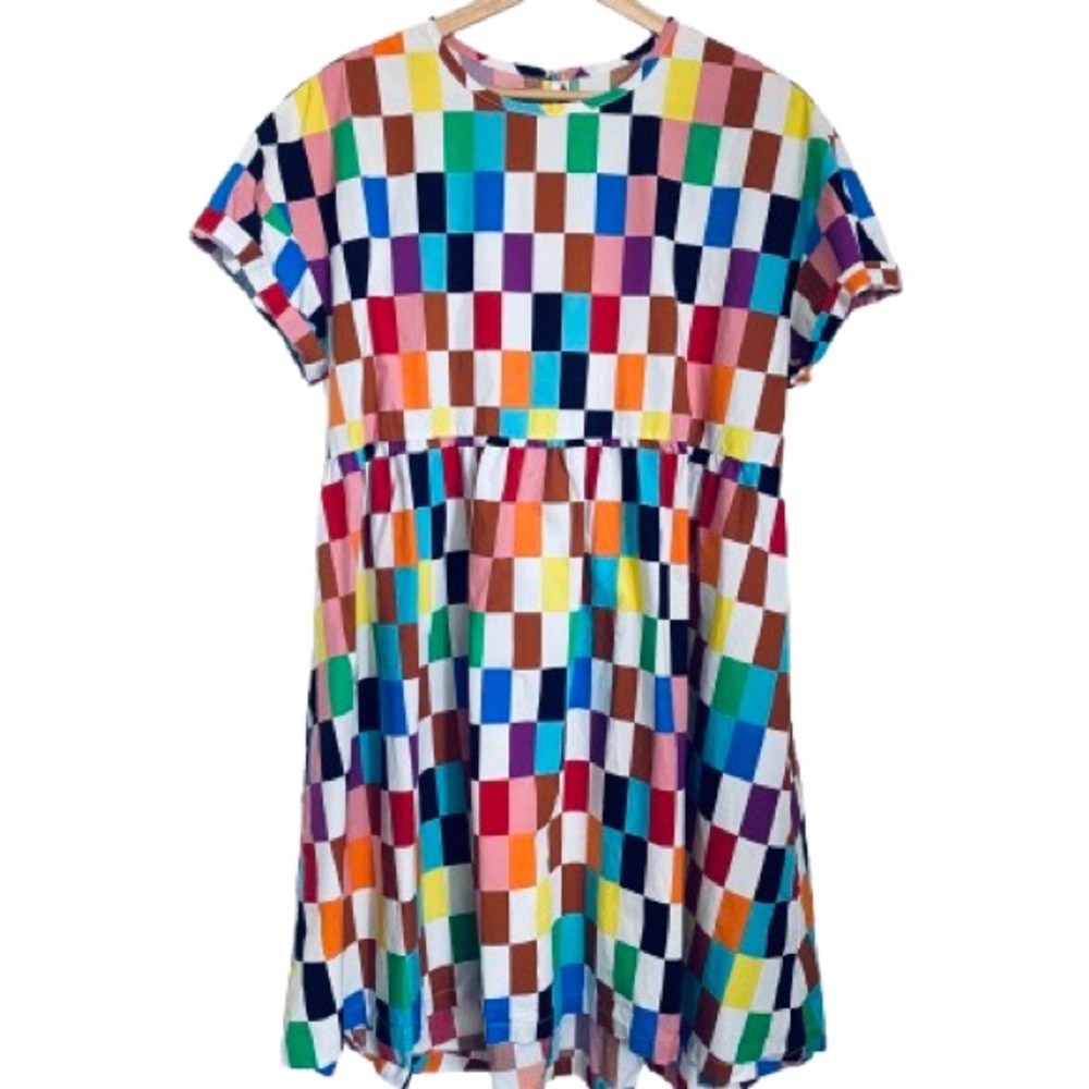 PRIDEO Multicolor Checkerboard Mesh Mini Dress - Size M